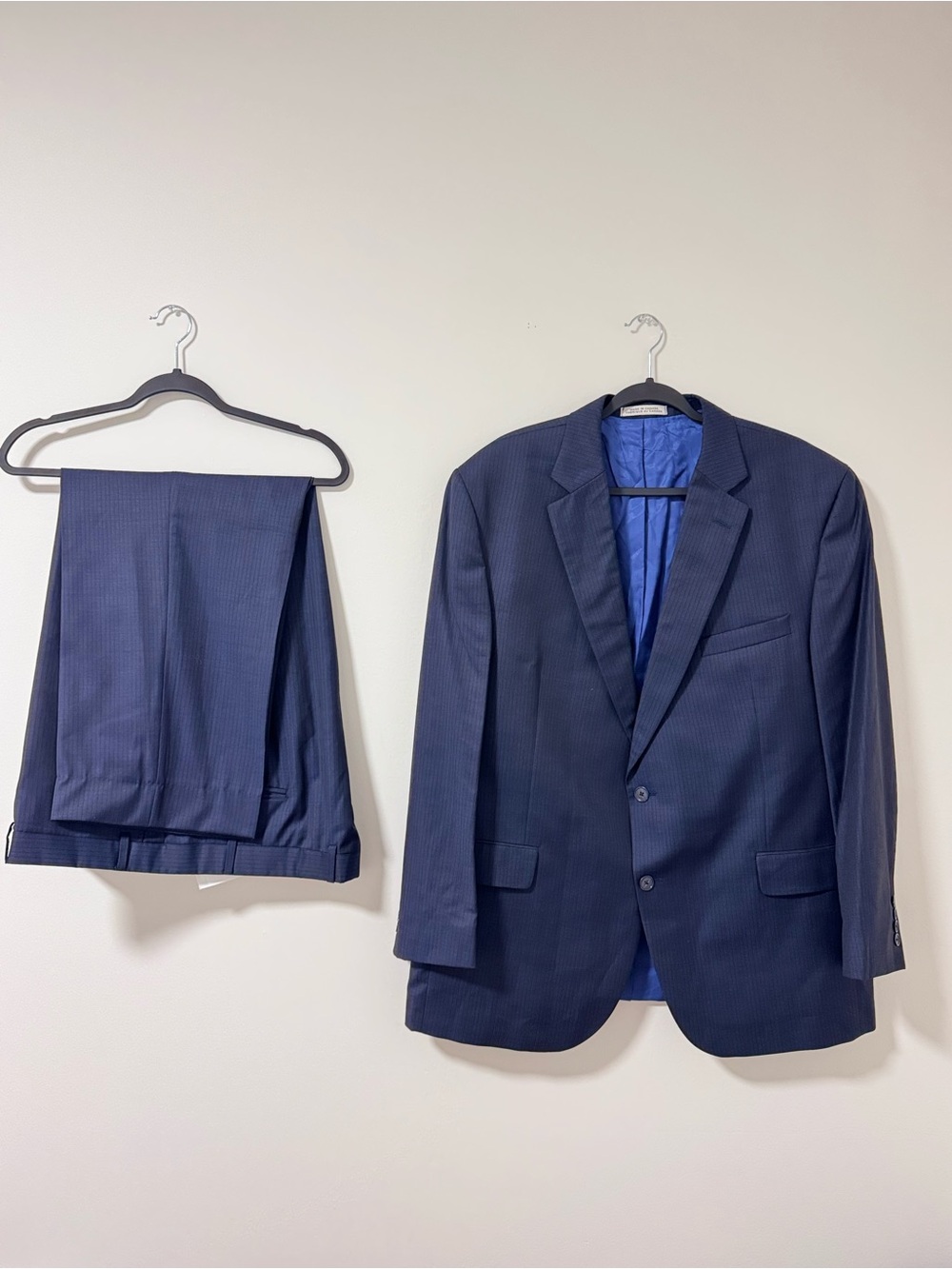 Joseph Abboud Suit (NWOT)48R 42W Navy Blue Pinstripe Angelico Super 140s